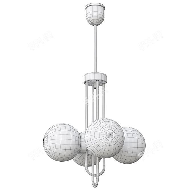Vintage 30s Pendant Light with Balls 3D model image 3