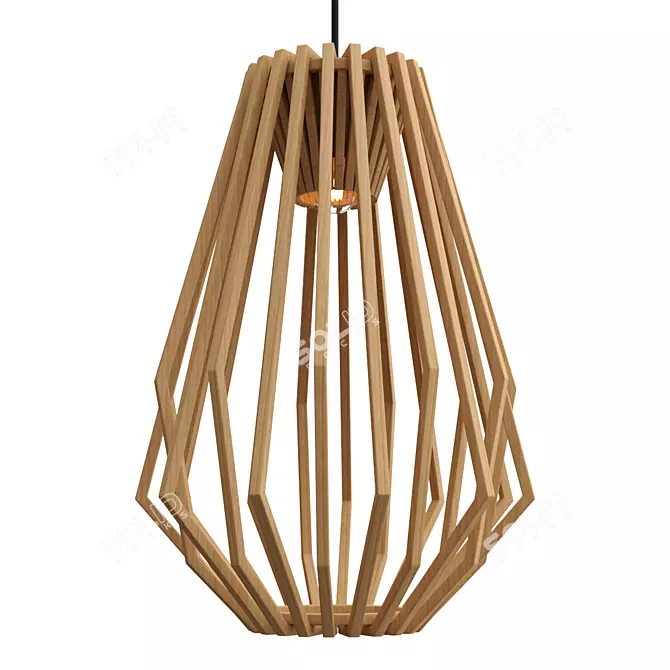 Rustic Wood Chandelier: Timeless Elegance for Your Space 3D model image 1