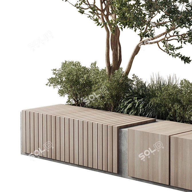Eco-Friendly Urban Benches with Greenery 3D model image 3