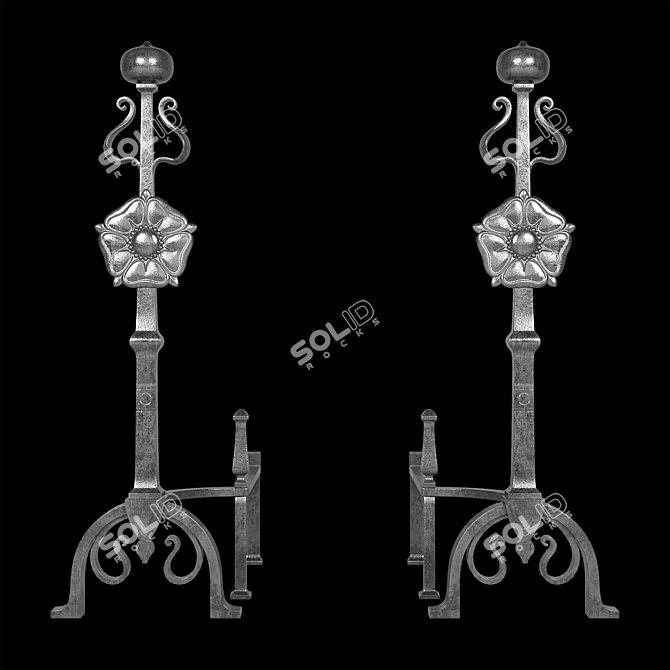 Elegant Baroque Andirons for Arts & Crafts 3D model image 1