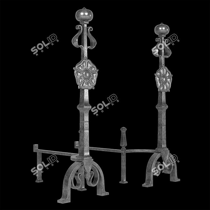 Elegant Baroque Andirons for Arts & Crafts 3D model image 2