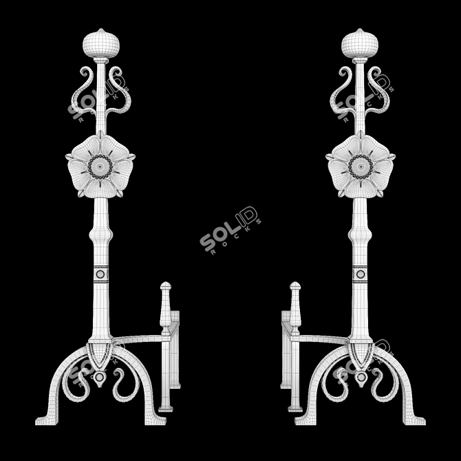 Elegant Baroque Andirons for Arts & Crafts 3D model image 3