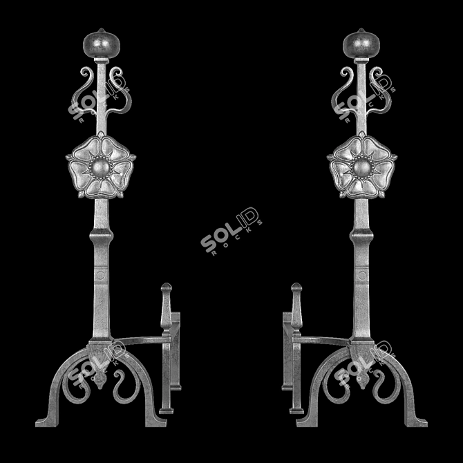 Elegant Baroque Andirons for Arts & Crafts 3D model image 7