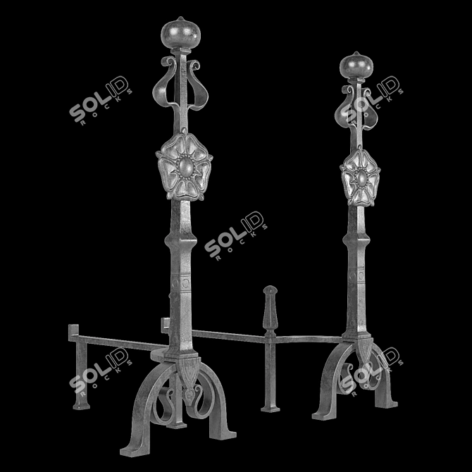 Elegant Baroque Andirons for Arts & Crafts 3D model image 8