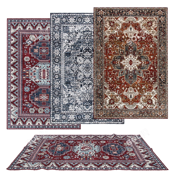 Versatile 6-Piece Rug Set 3D model image 1