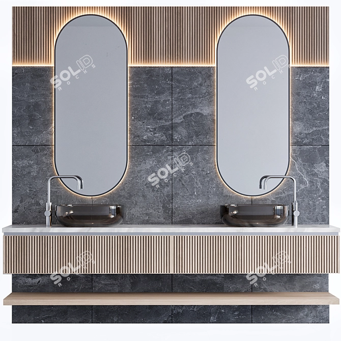 Modern Bathroom Furniture Set 3D model image 1