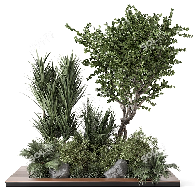 Outdoor Garden Set Bush & Tree - 2015 Version 3D model image 1