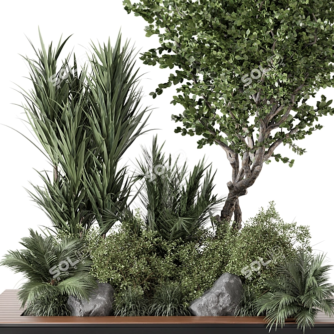 Outdoor Garden Set Bush & Tree - 2015 Version 3D model image 2