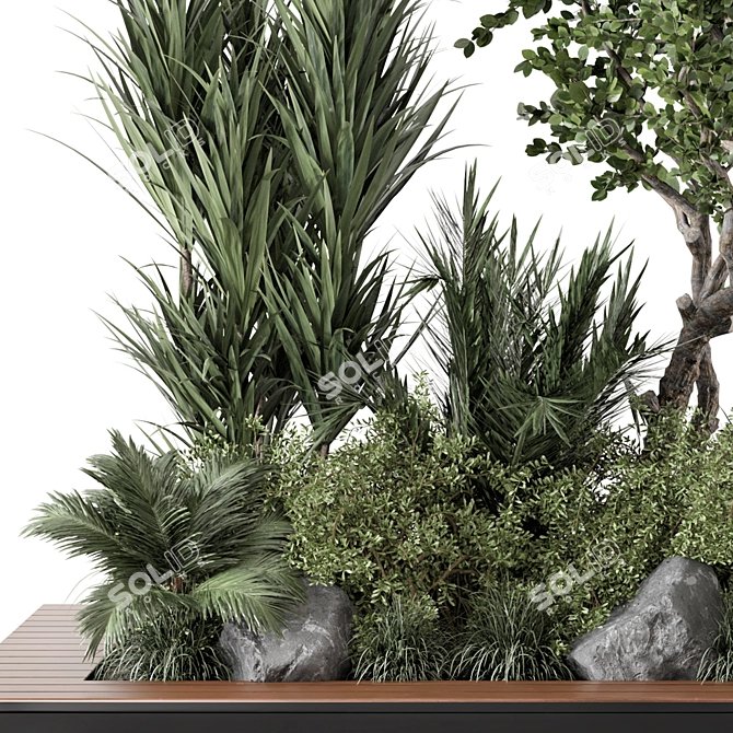 Outdoor Garden Set Bush & Tree - 2015 Version 3D model image 3