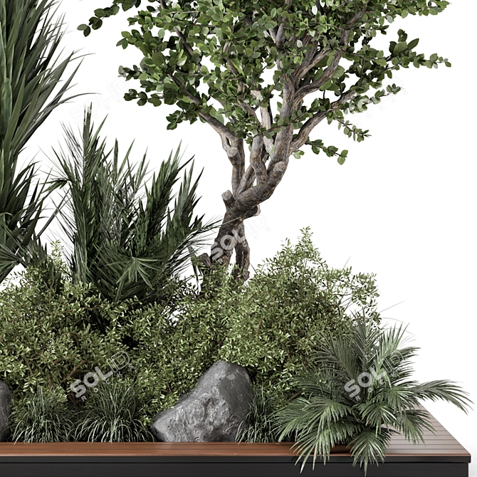 Outdoor Garden Set Bush & Tree - 2015 Version 3D model image 4