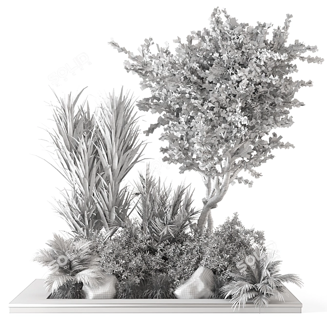 Outdoor Garden Set Bush & Tree - 2015 Version 3D model image 6