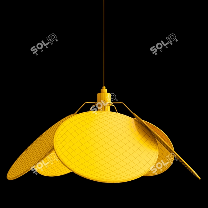 RAVDNA Metal and Bamboo Pendant Light 3D model image 3