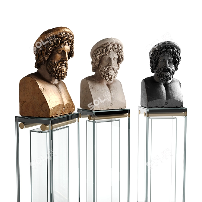 Timeless Asclepios Bust Sculpture 3D model image 2