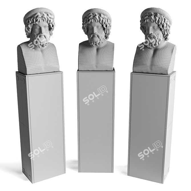 Timeless Asclepios Bust Sculpture 3D model image 5