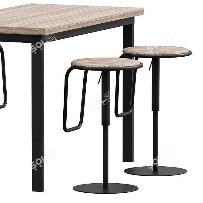  Adjustable Swivel Table Stool 3D model image 3