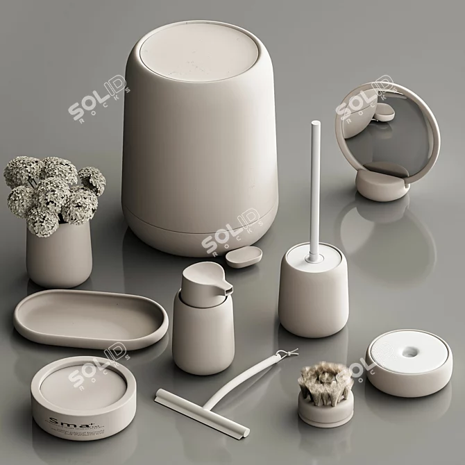 Modern Bathroom Accessories Set 3D model image 4