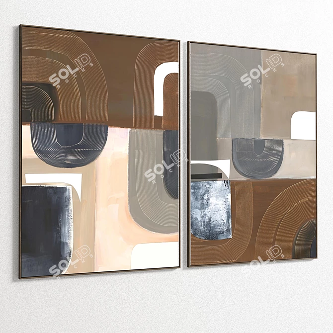 Elegant Plaster Double Photo Frame 3D model image 4