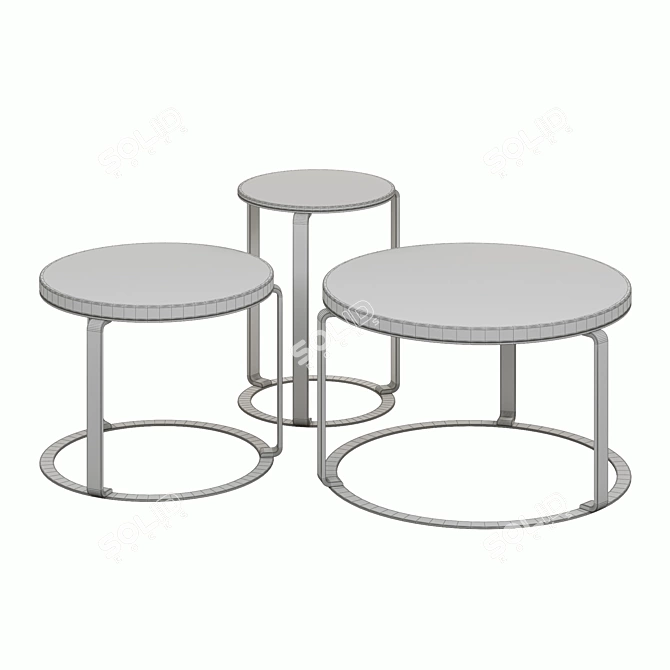 Sleek Steel Frame Ginger Coffee Tables 3D model image 4