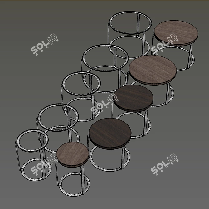 Sleek Steel Frame Ginger Coffee Tables 3D model image 5