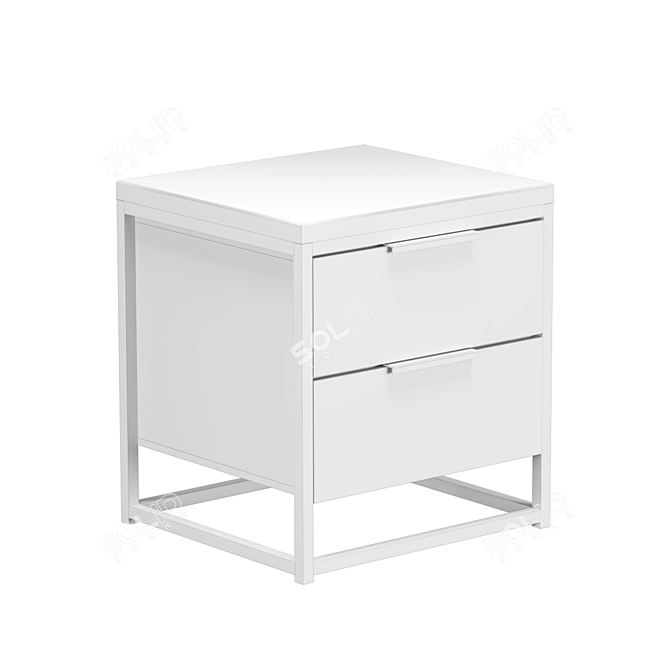 Title: Nord White Bedside Table - Sleek and Stylish 3D model image 4