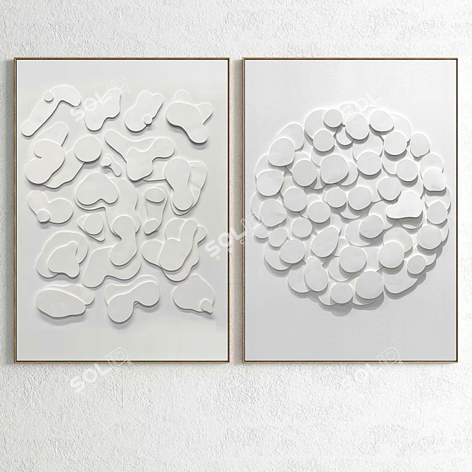 Dual Frame: Plaster & Wood 100 3D model image 2