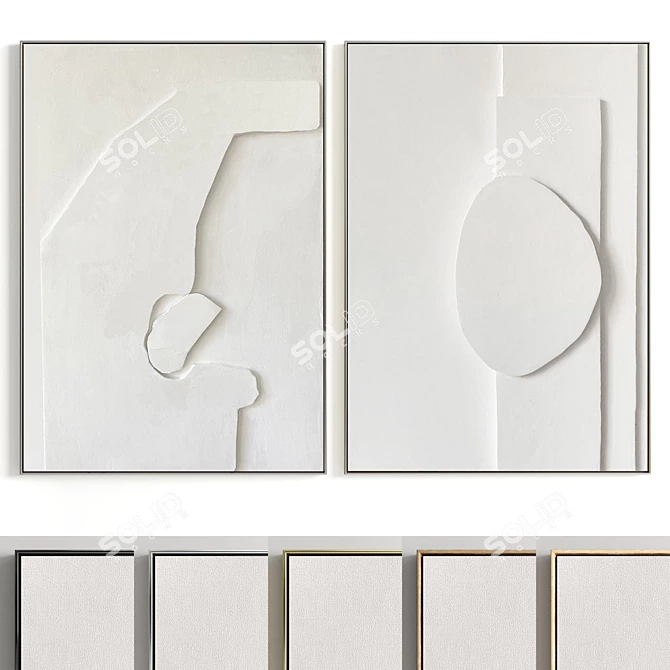 Dual Frame Elegance: Plaster Picture Holder 3D model image 1