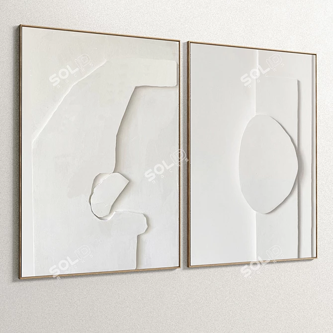 Dual Frame Elegance: Plaster Picture Holder 3D model image 4