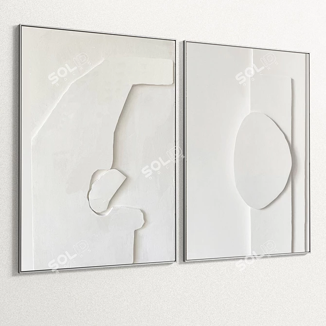 Dual Frame Elegance: Plaster Picture Holder 3D model image 5