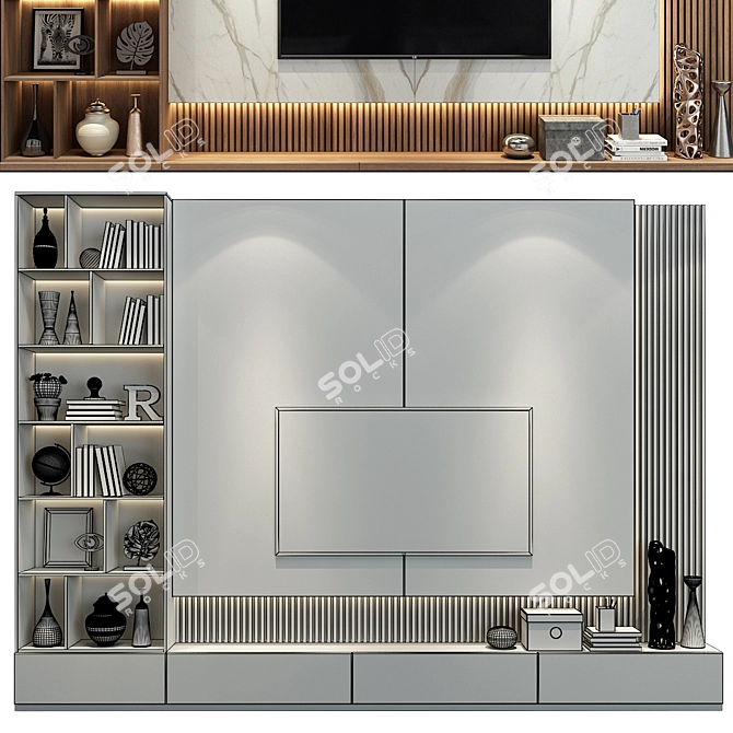 Elegant TV Wall Design 3D model image 2