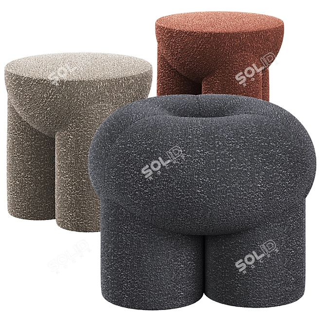 Stylish Secolo Poufs 3D model image 1