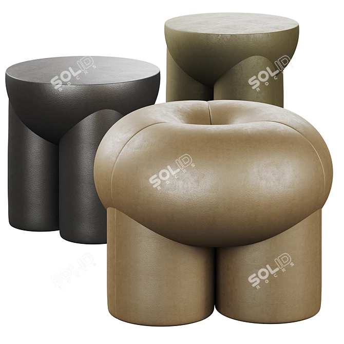 Stylish Secolo Poufs 3D model image 2