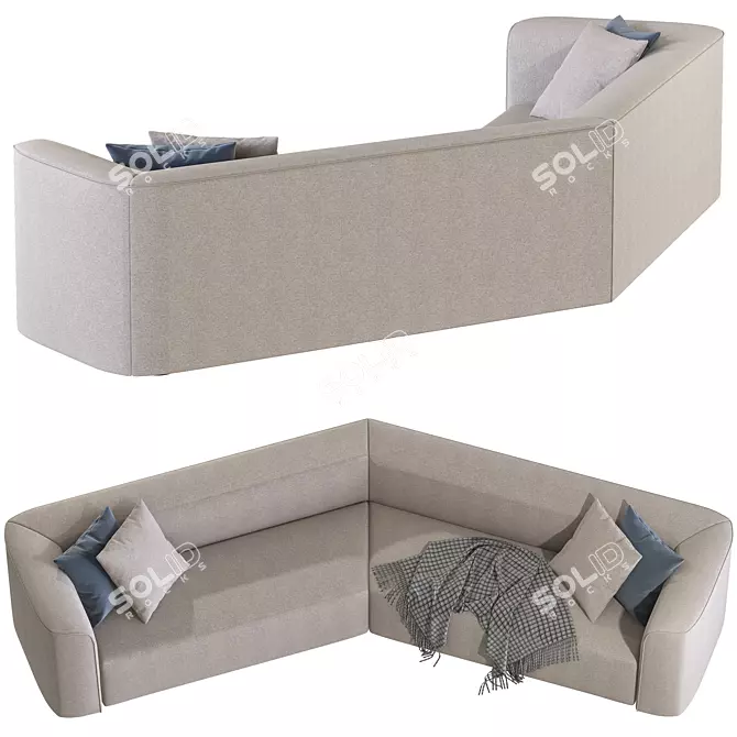 Comfortable Angled Sofa for Modern Homes 3D model image 2