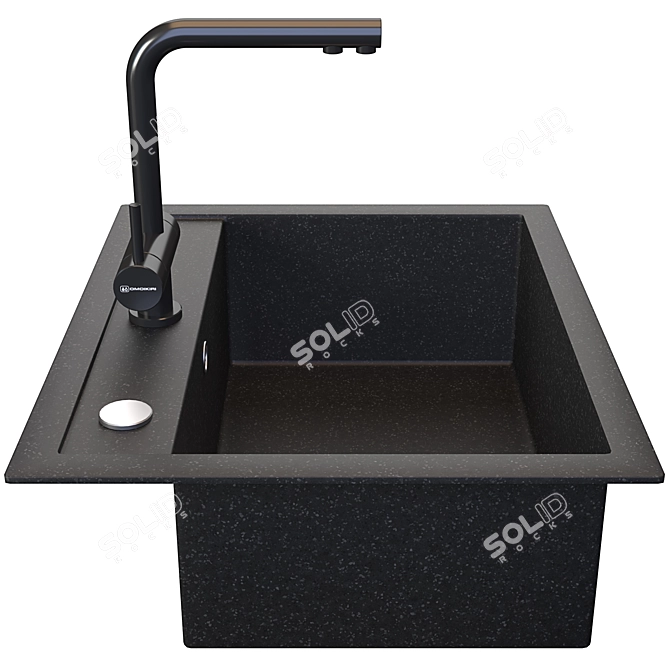 Modern Kitchen Sink with Faucet 3D model image 2