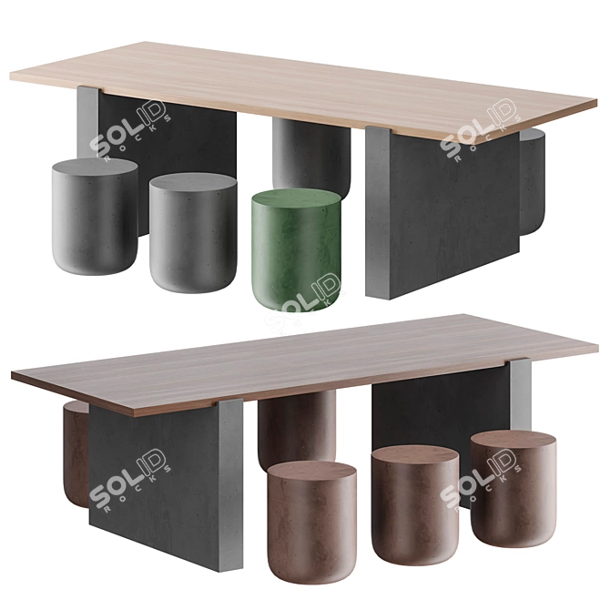 Accademia Concrete Table | Linear Design 3D model image 1