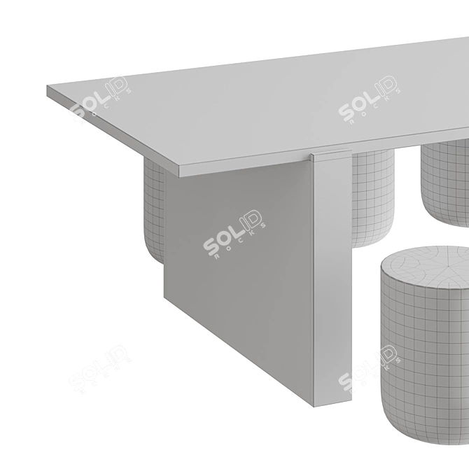 Accademia Concrete Table | Linear Design 3D model image 2