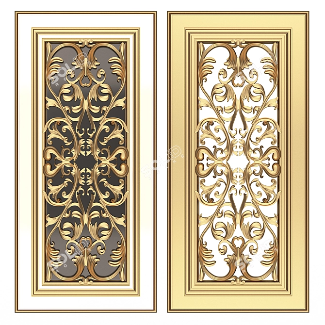 Title: Elegant Carved Door 3D model image 1