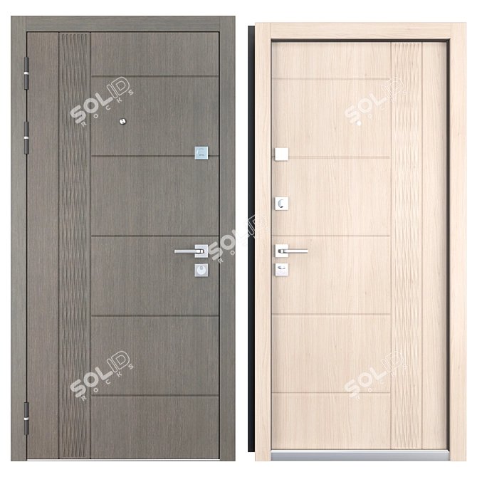 Elegant Magda Metal Entrance Door 3D model image 3