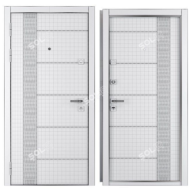 Elegant Magda Metal Entrance Door 3D model image 4