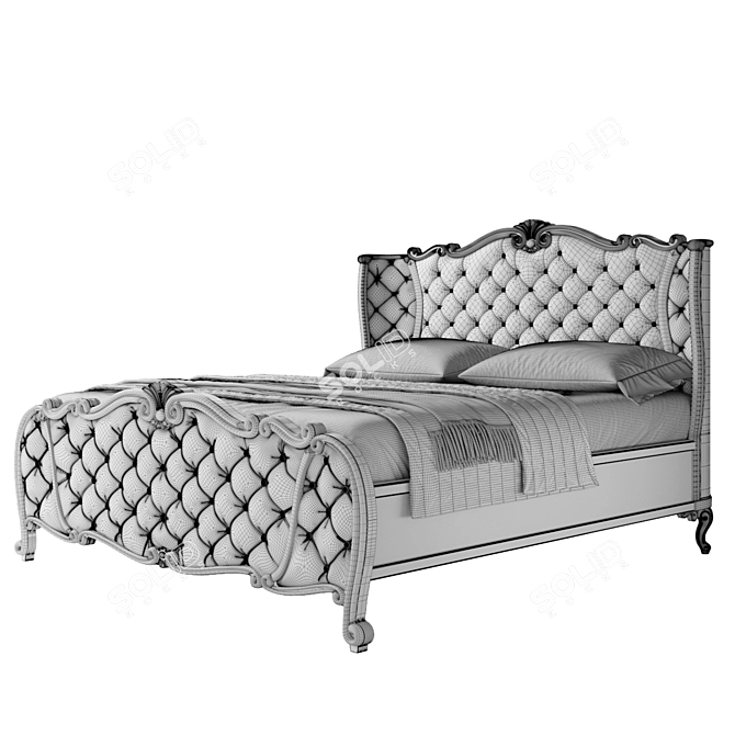 Elegant Murri Wood Bed 3D model image 3