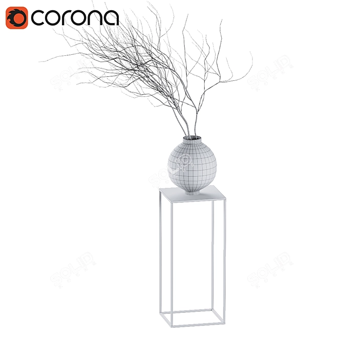 Floral Essence: Decorative Dry Plant 3D model image 3