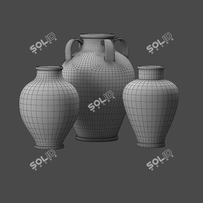 Kashan Artisan Glazed Pottery Vases 3D model image 5