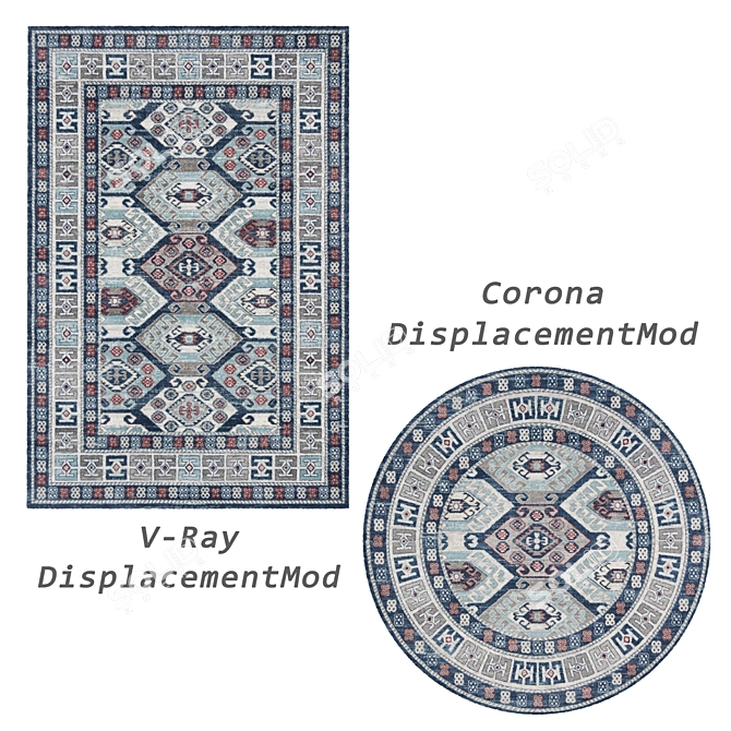 Versatile 8-Piece Rug Set 3D model image 3