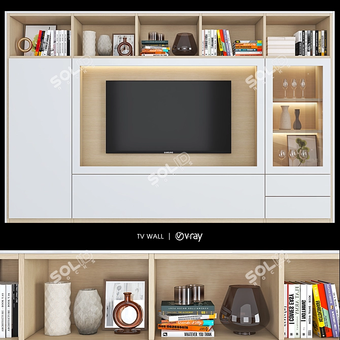 Modern TV Wall Set 15: Stylish and Spacious 3D model image 1