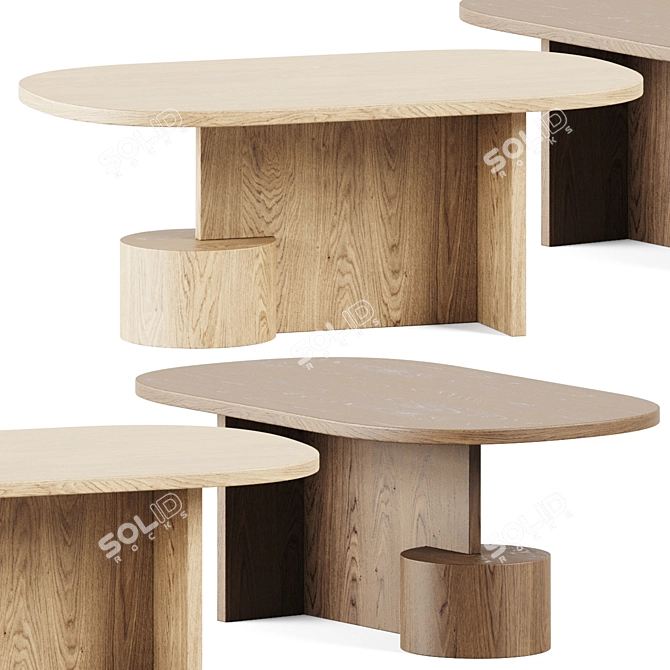Modern Wooden Coffee Table 3D model image 2