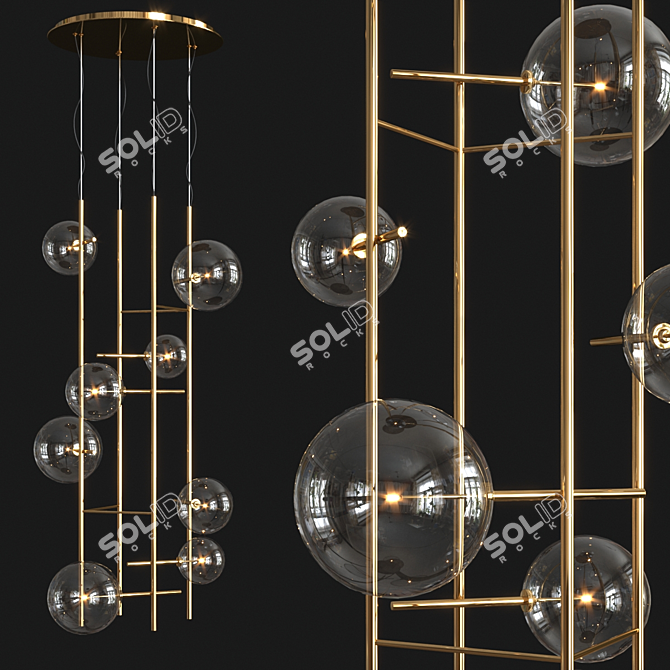 Elegant Bolle Tela Suspension Light 3D model image 1