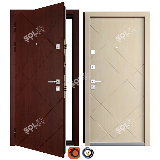 Deluxe Favorit Metal Entrance Door 3D model image 1