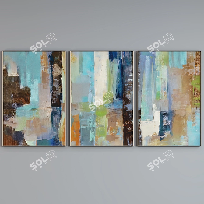 Modern Abstract Picture Frame Set 3D model image 2