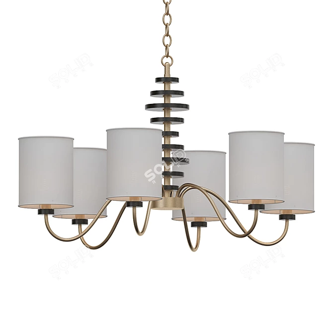 Elegant Wave 6-Light Chandelier 3D model image 1