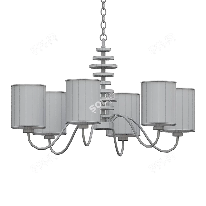 Elegant Wave 6-Light Chandelier 3D model image 2