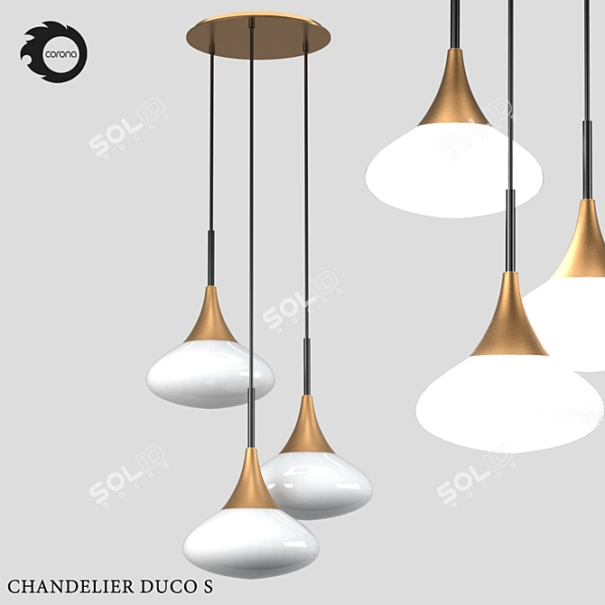 Elegant Duco S Chandelier - 1600mm 3D model image 1